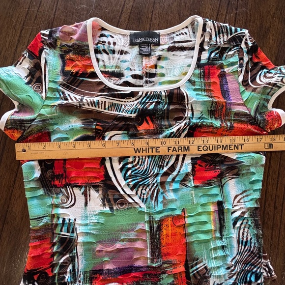 Frank Lyman short sleeve graphic top shark bite tunic size 8 - Picture 12 of 13